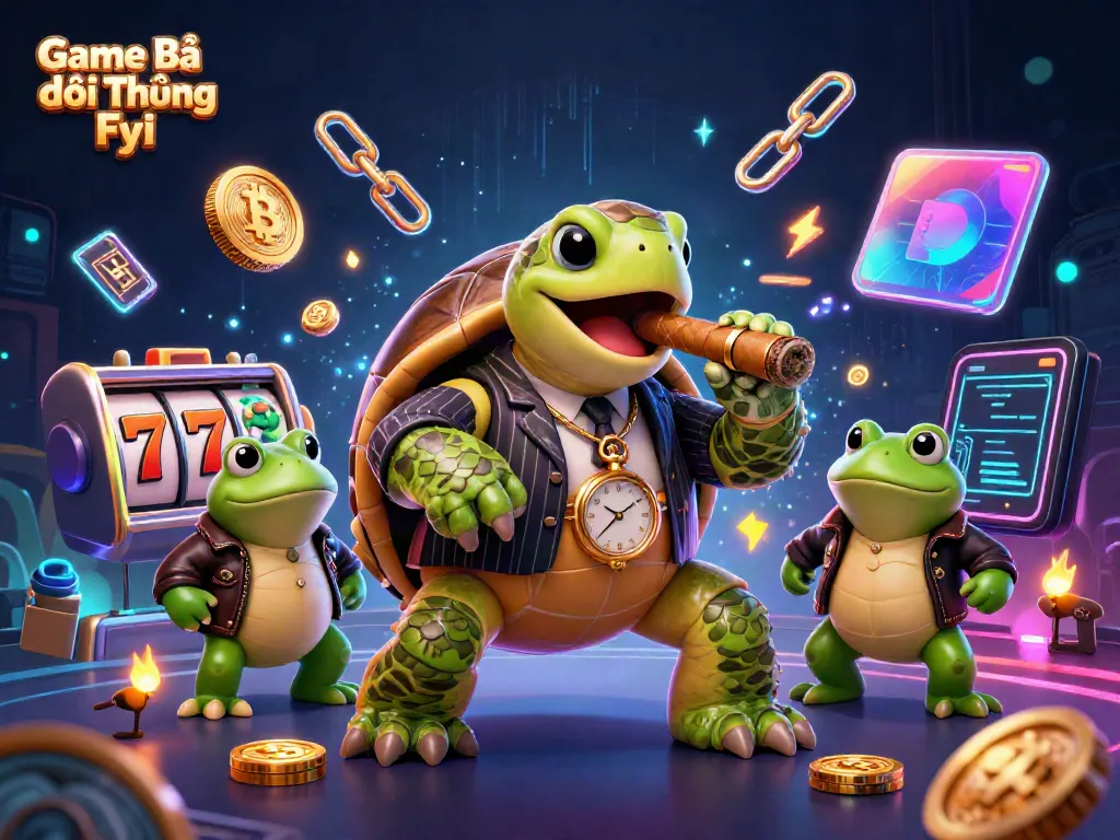 Experience vibrant casino action with Game Bài Đổi Thưởng Fyi’s unique characters and game elements illuminating the scene.