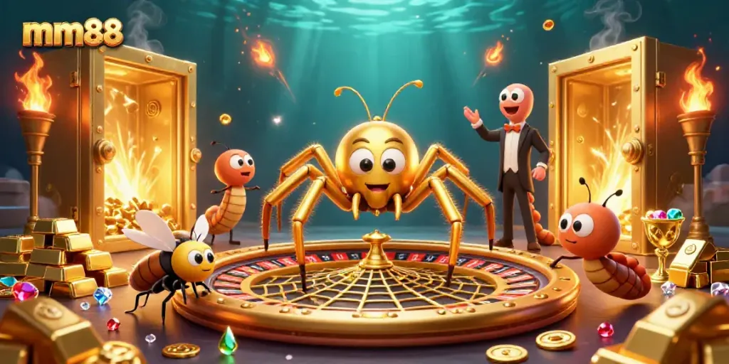 Engage in thrilling betting opportunities with mm88 as a colorful casino scene unfolds.