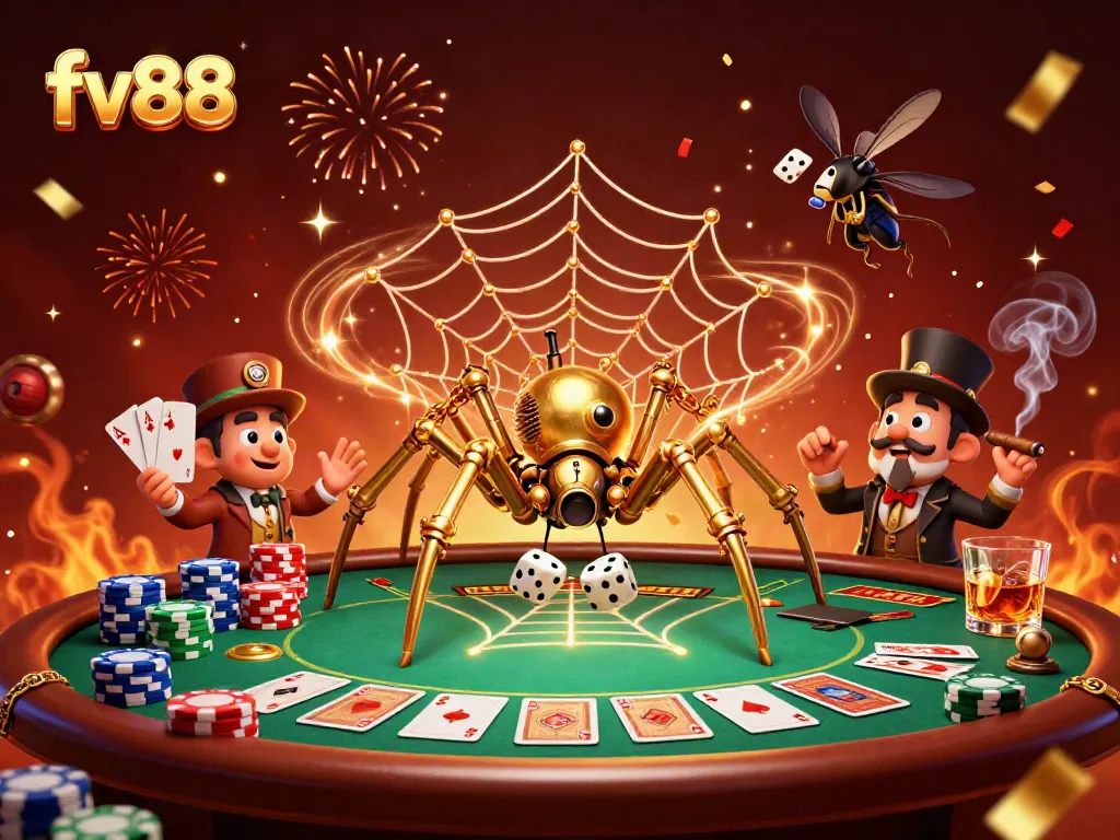 Experience thrilling gameplay at fv88 with a steampunk-themed illustration showcasing an online casino atmosphere.