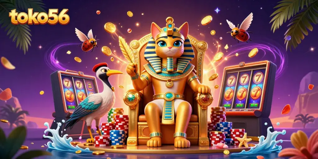 Menangkan permainan slot di toko56 dengan mesin slot beruntung dan kucing firaun