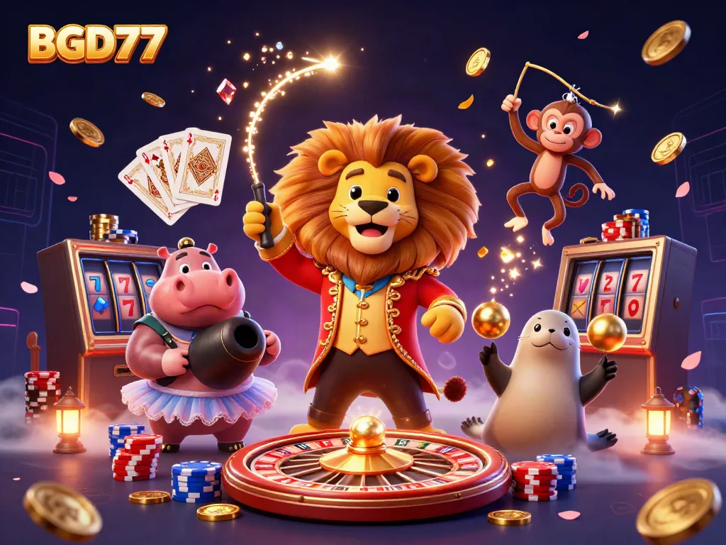 Experience thrilling gaming with BGD77 in this vibrant, dynamic casino scene.