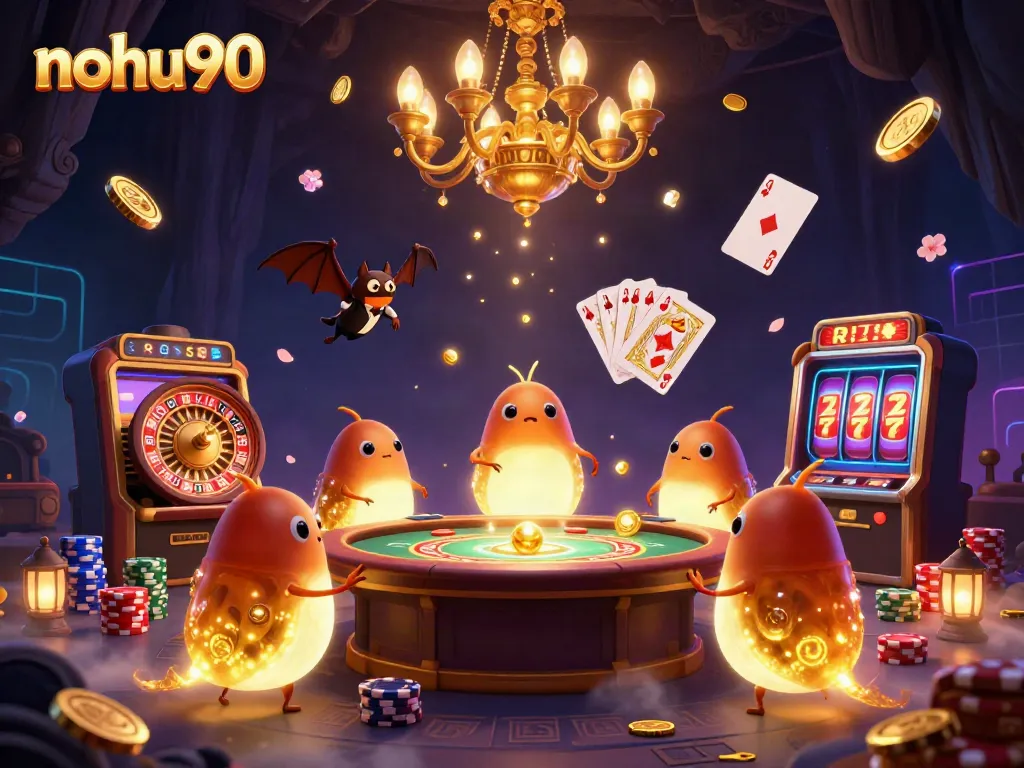 Experience thrilling gambling action at nohu90 with vibrant characters and dynamic casino elements.