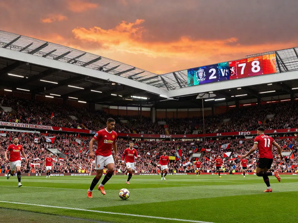 Intense Manchester United vs Liverpool match showcasing players in action and passionate fans.