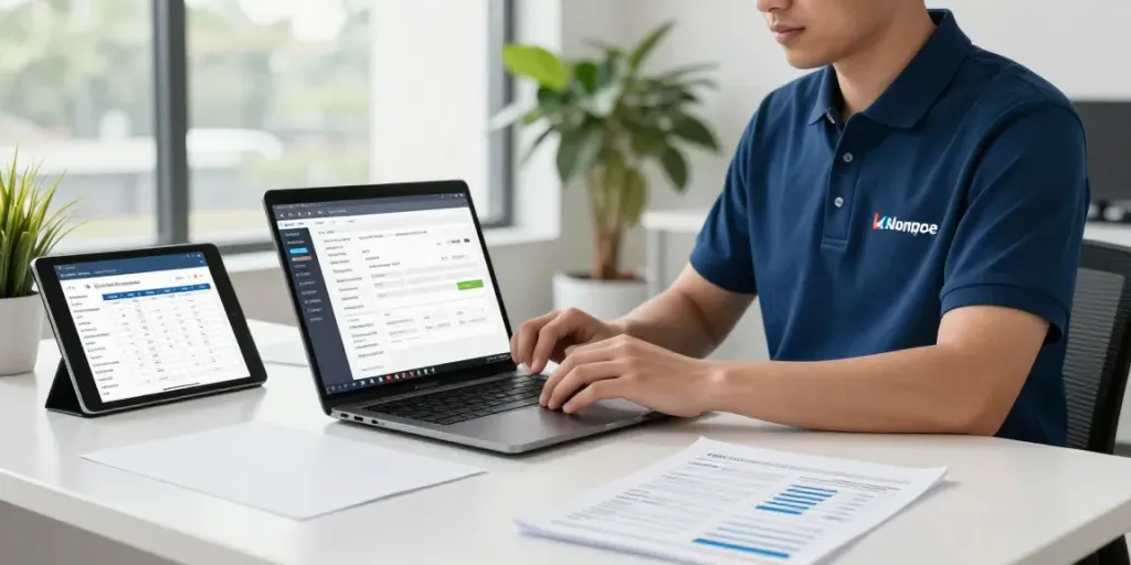 Plumbing Business Software in use at a modern office environment enhancing operational efficiency.