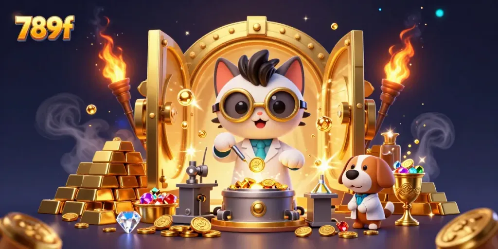Engage with 789f in a vibrant casino-themed scene showcasing riches and gaming options.