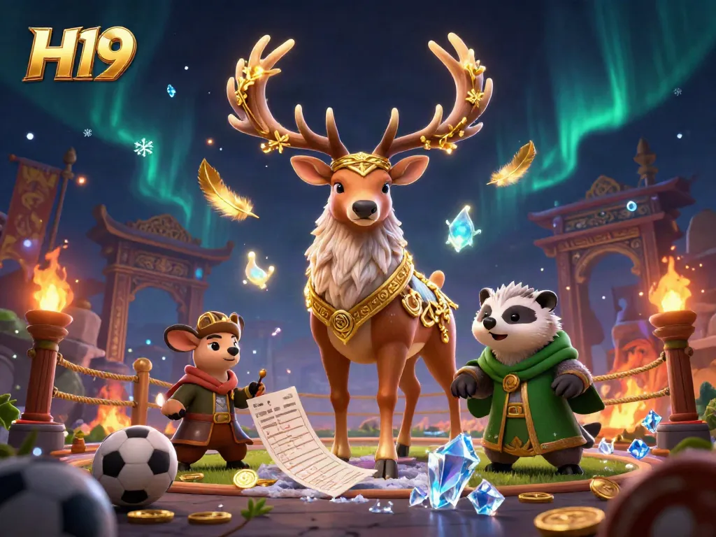 Experience H19 with dynamic sports betting elements and fantasy characters in an engaging casino scene.