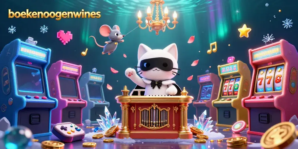 Experience the thrill of gambling at Boekenoogenwines with a vibrant casino-themed illustration.