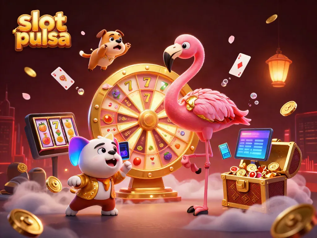 Gambarlah slot pulsa yang memudahkan pemain di kasino online dengan simbol keberuntungan yang bersinar.