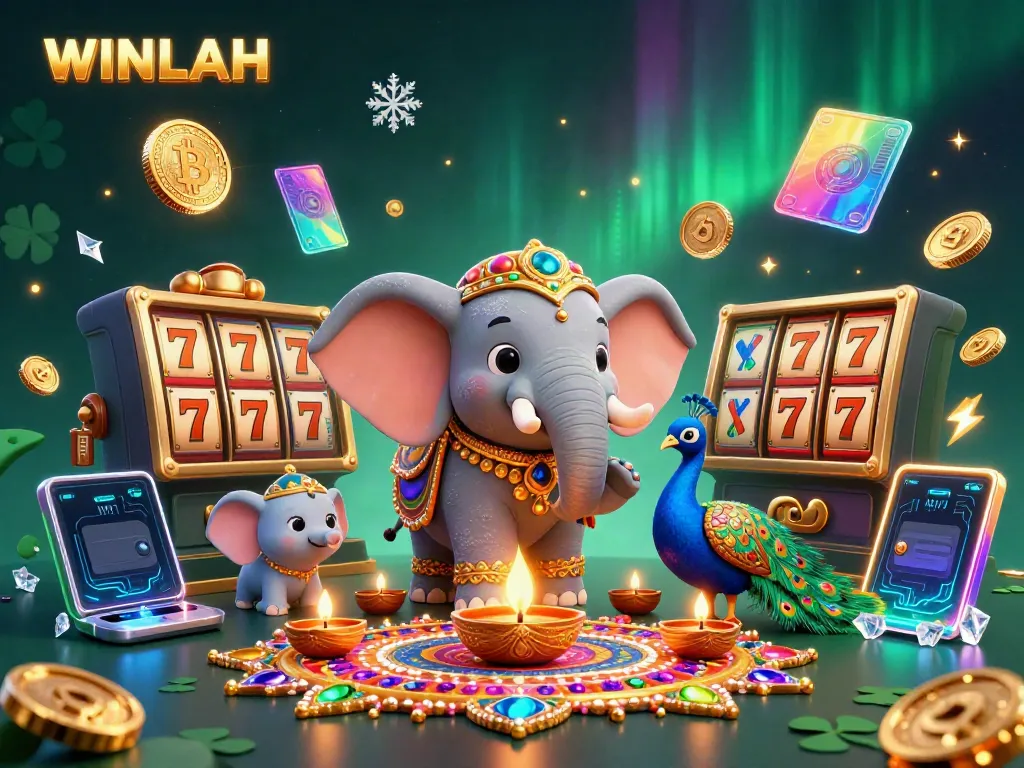 WINLAH casino film scene featuring vibrant elements celebrating online gaming excitement.