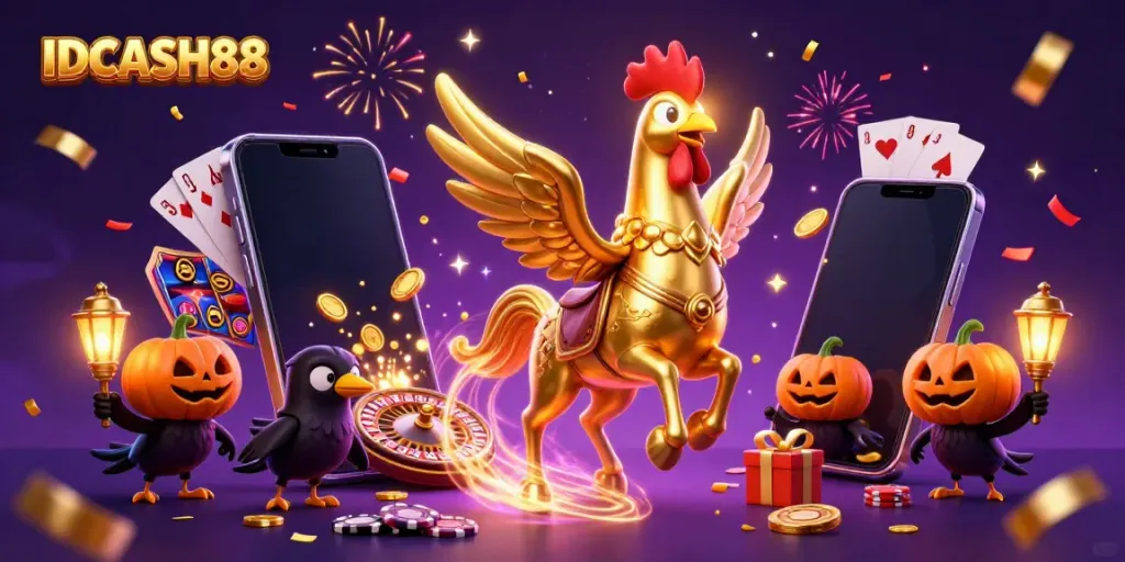 Experience thrilling gameplay at IDCASH88 with vibrant casino elements and dynamic characters.