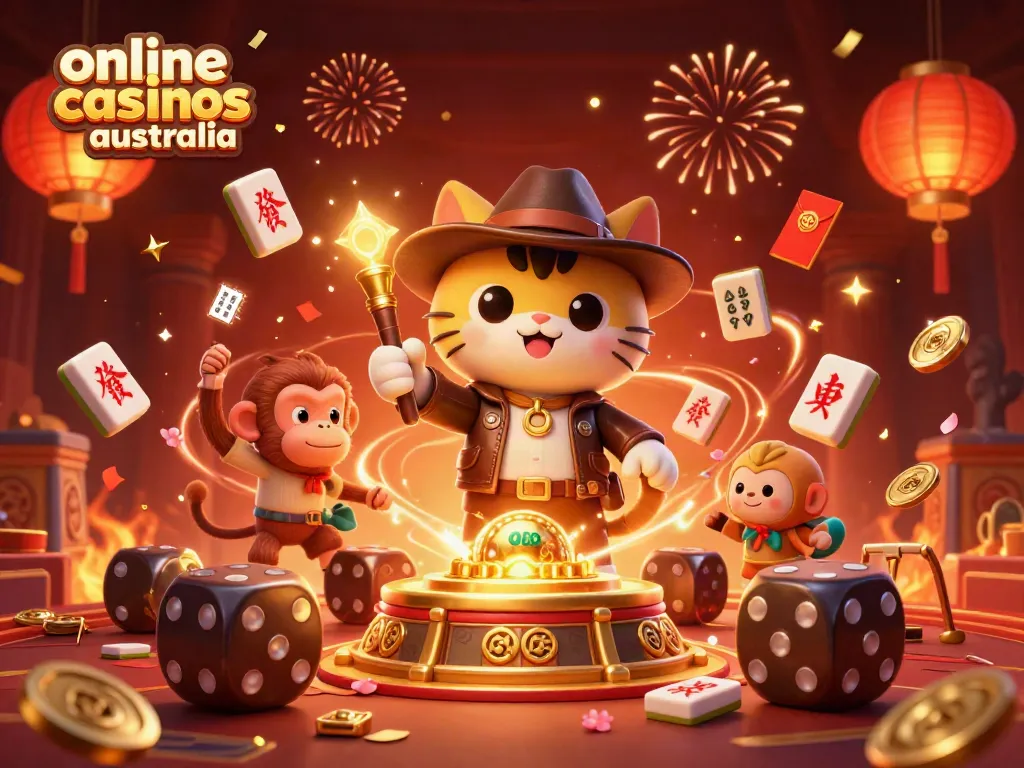 Explore exciting game scenes in online casinos Australia with vibrant characters and dynamic elements.