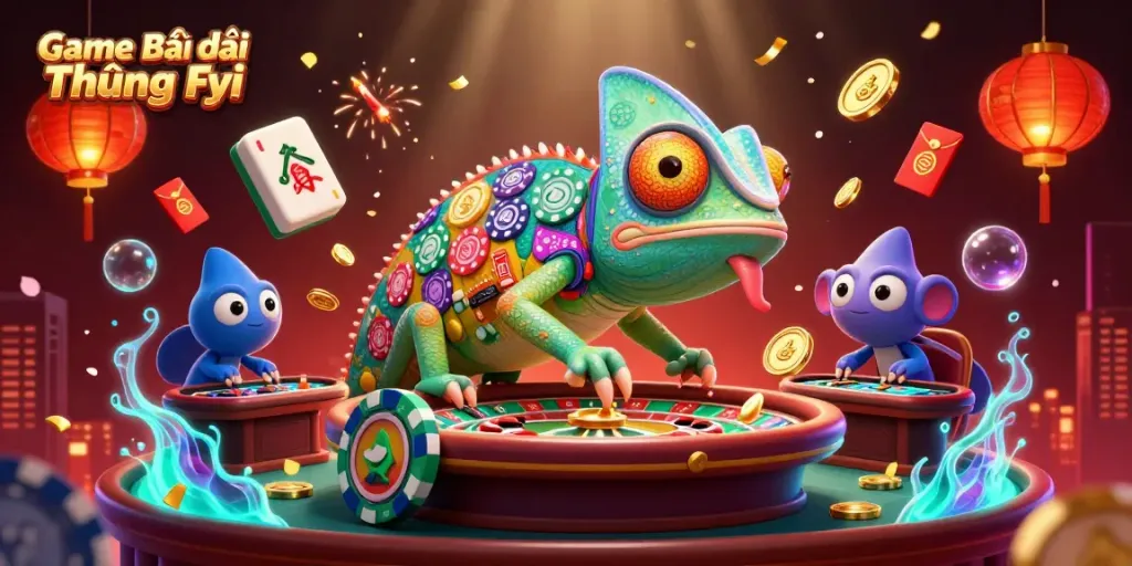Experience thrilling gameplay with Game Bài Đổi Thưởng Fyi in a vibrant casino scene.