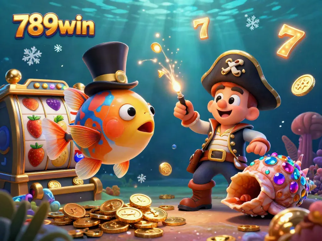 Engage with 789win's exciting jackpot games featuring an anglerfish and treasures
