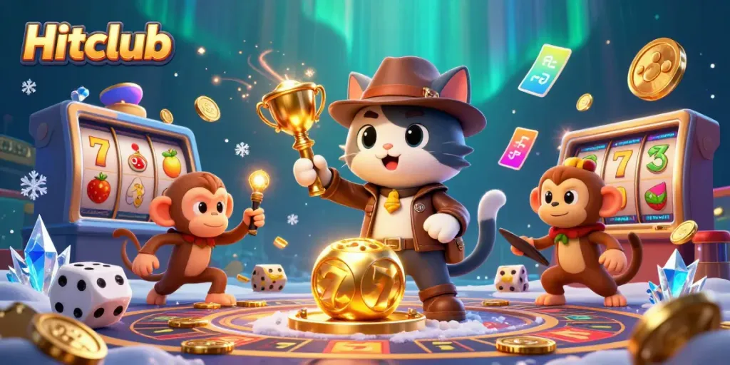 At Hitclub, experience thrilling casino action with vibrant golden artifacts and dynamic game elements.