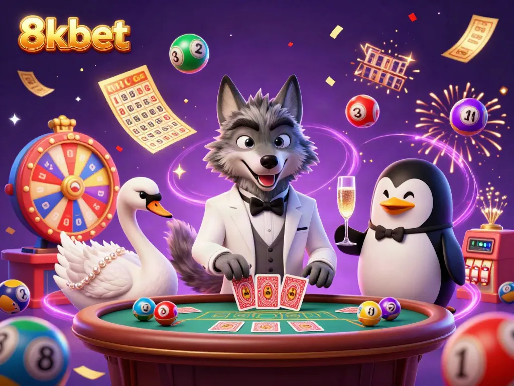 Experience thrilling gameplay at 8xbet with vibrant casino characters and dynamic gambling elements.